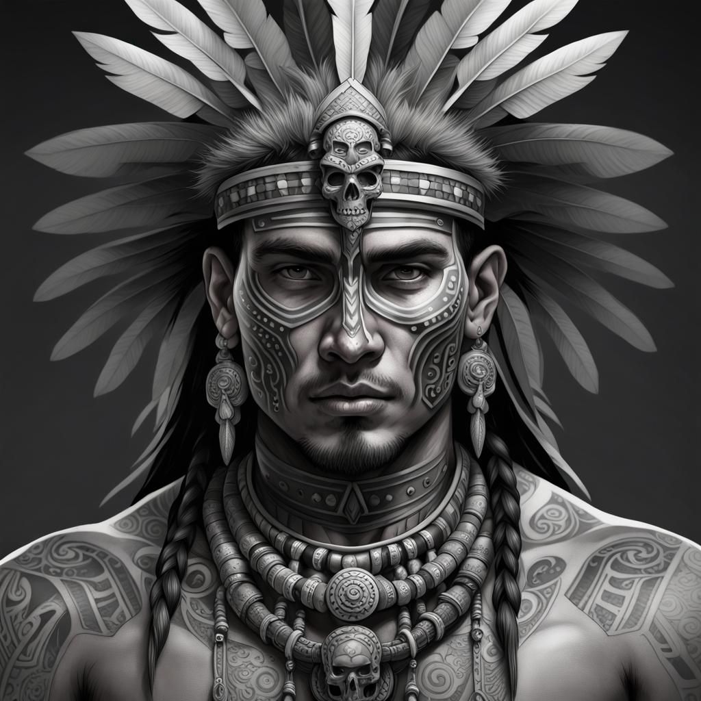 Aztec Warrior grayscale