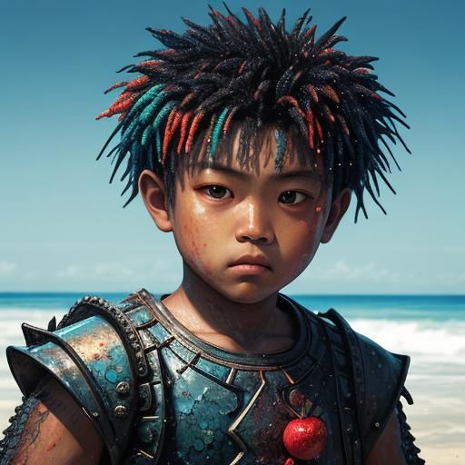 Fruit Monster on the Beach: Hyperrealistic Splash Art