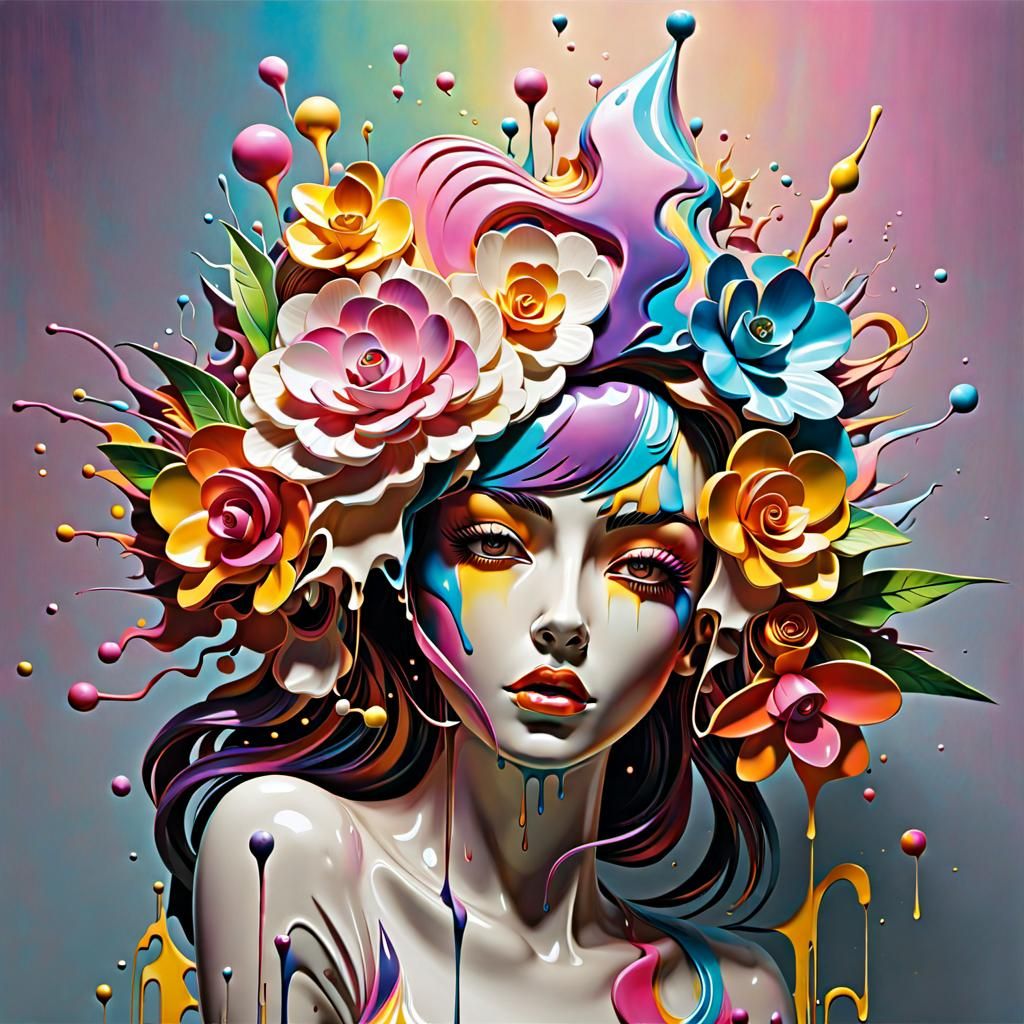 Colorful Polished Metal Sheet Diorama in Graffiti Art Style