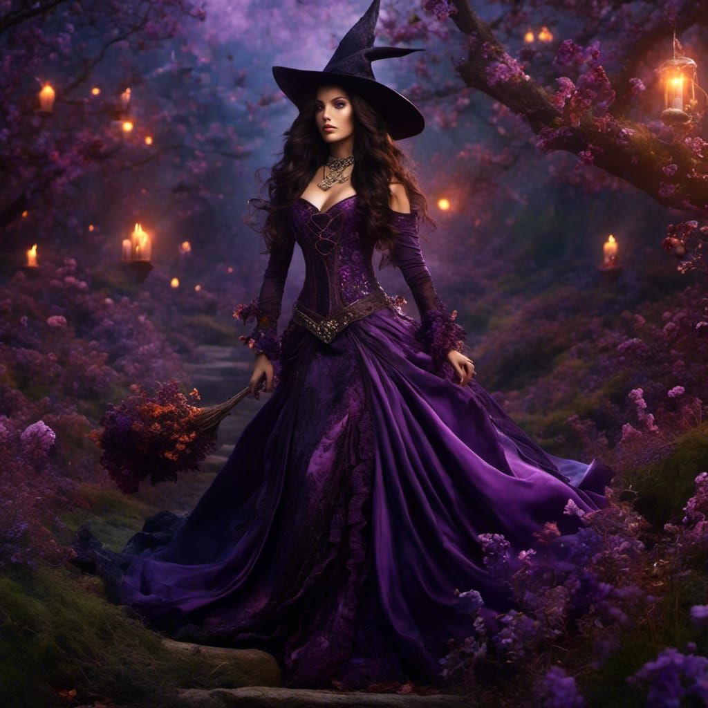 Beautiful Witch with Purple Eyes in 8k