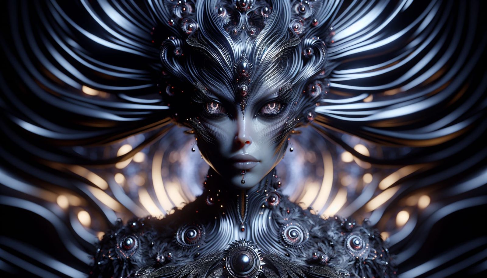 Alien High Priestess in Elegant Gown, Game Engine Art