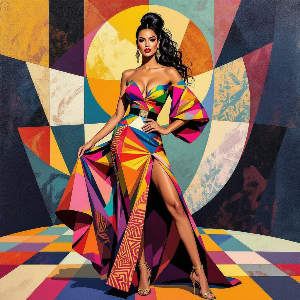 Zendaya in a Picasso Cubism Style Geometric Setting