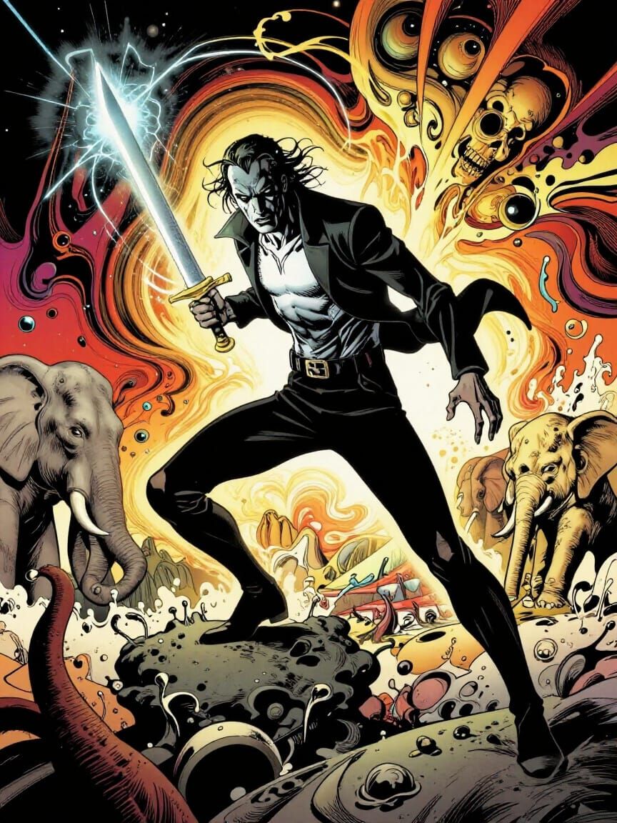 Comic Book Cover Art: Rogue in Surreal Dali-Inspired Scene