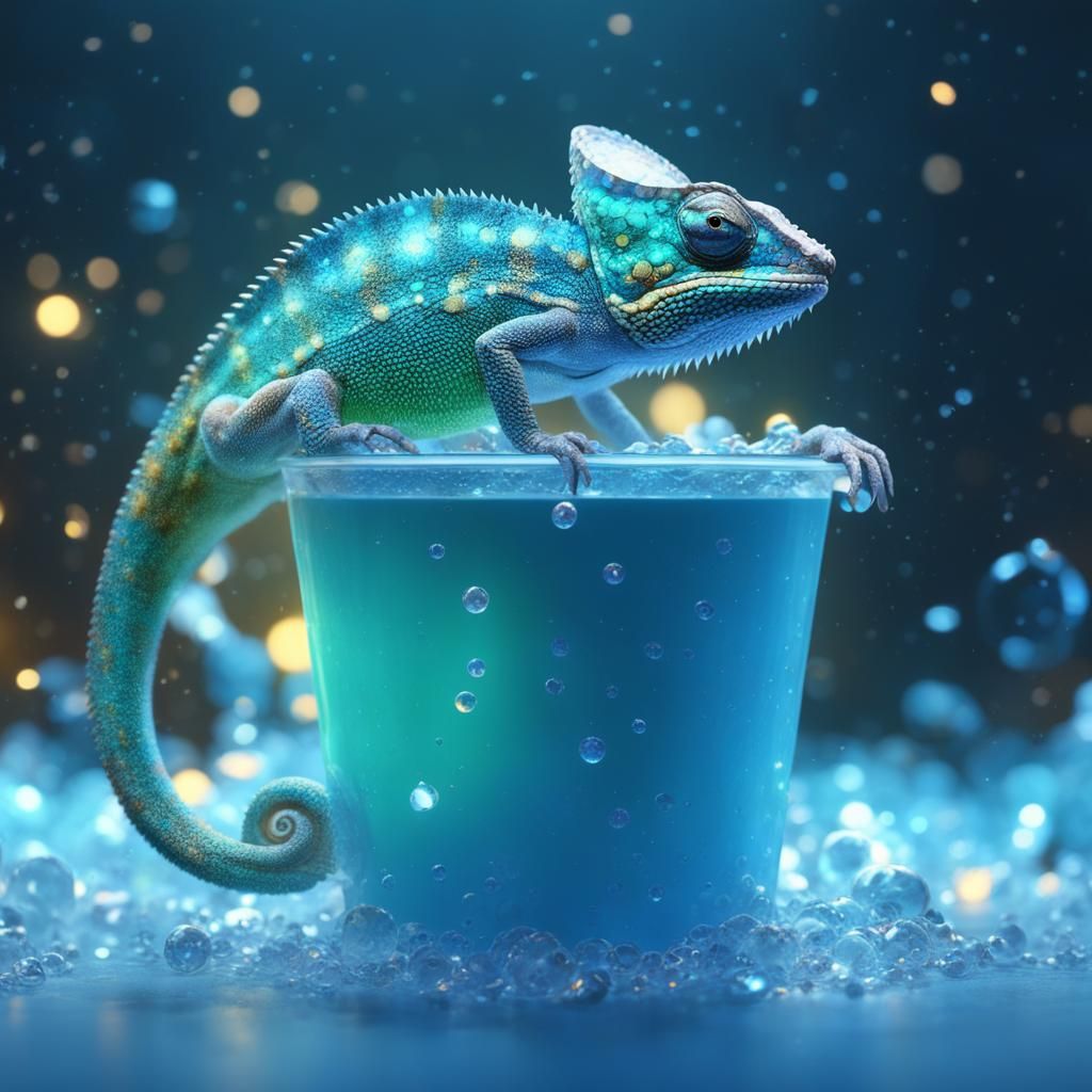 Light blue cute chameleon