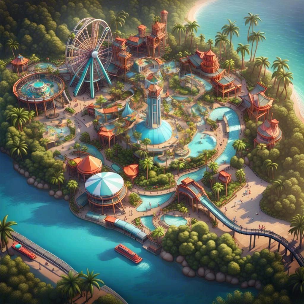 Tropical Island Theme Park Aerial View