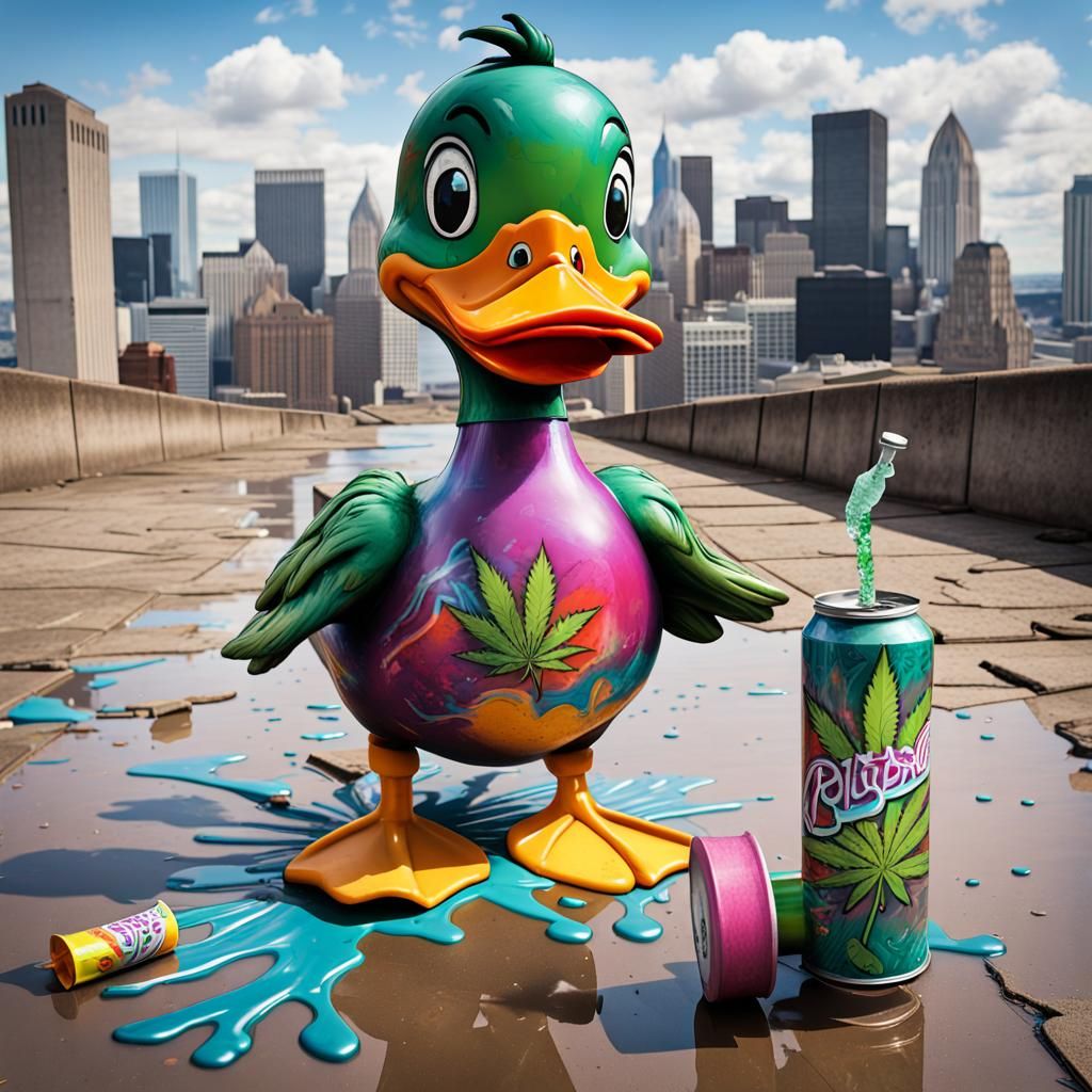 Duck with Bong in Graffiti Art Style