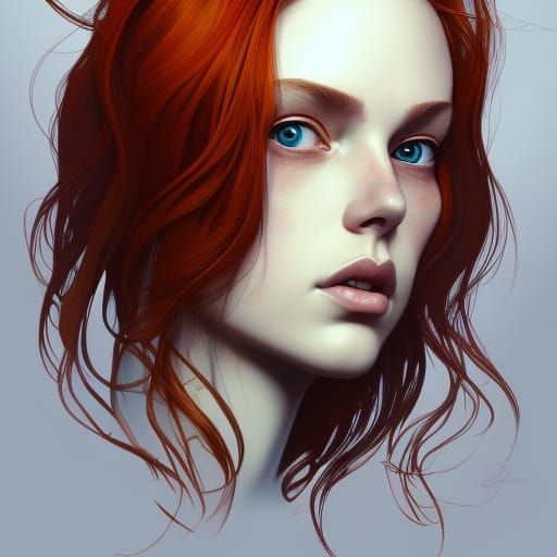 Detailed Portrait of a Ginger Woman in Digital Art
