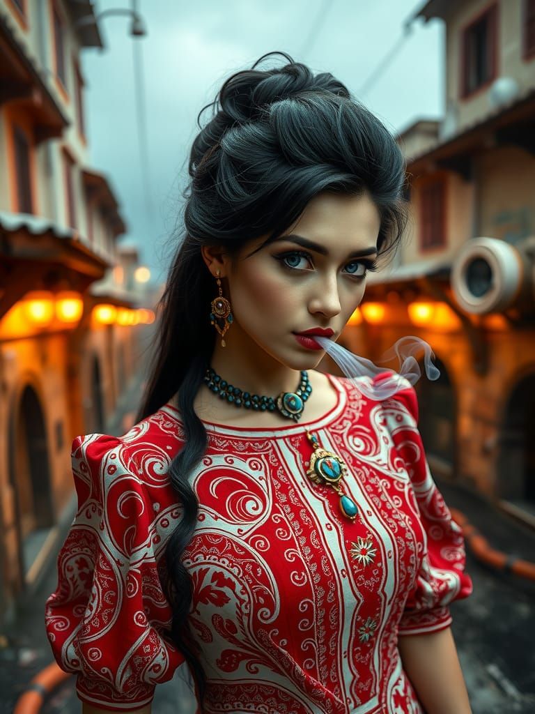 Maiden Blowing Smoke: Dark Fantasy Surrealism