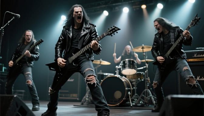 Heavy Metal Band Performance in Hyperdetailed Resin Cast