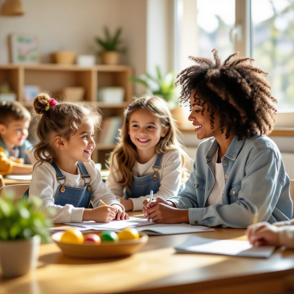 Children Learning Together in Bright Educational Setting