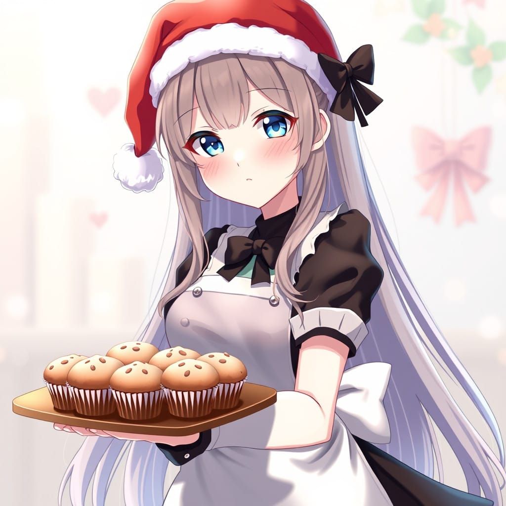 Gilded Christmas Girl in 3D Anime Style