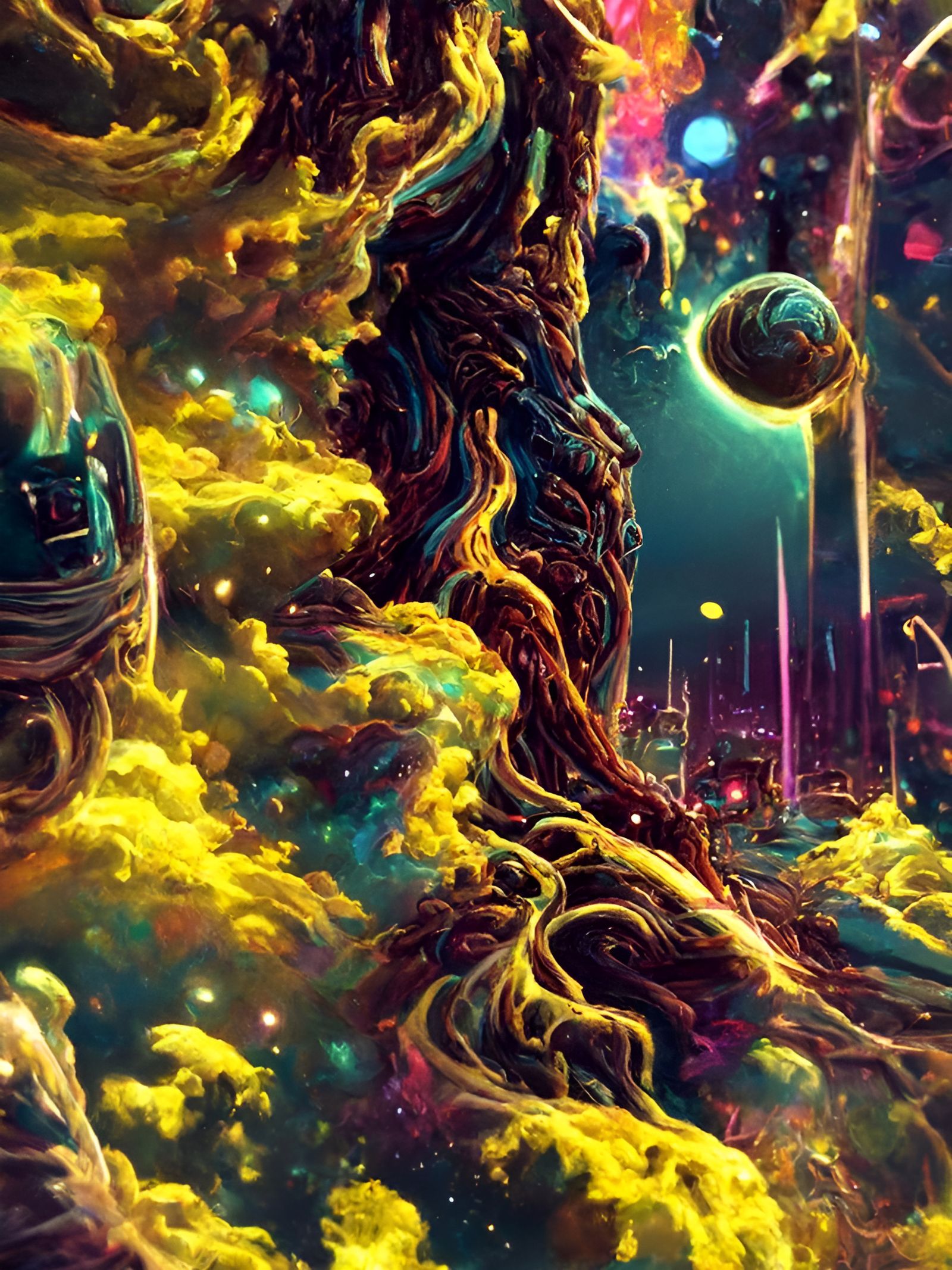 Colorful Cosmic Landscape in Dreamlike Expressionism