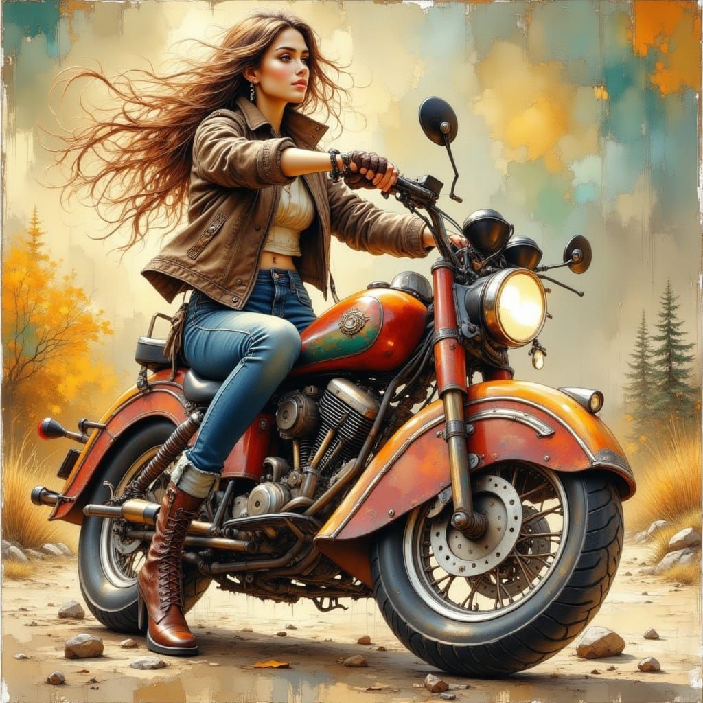 Pixie Motorcycle Gang in Painterly Style