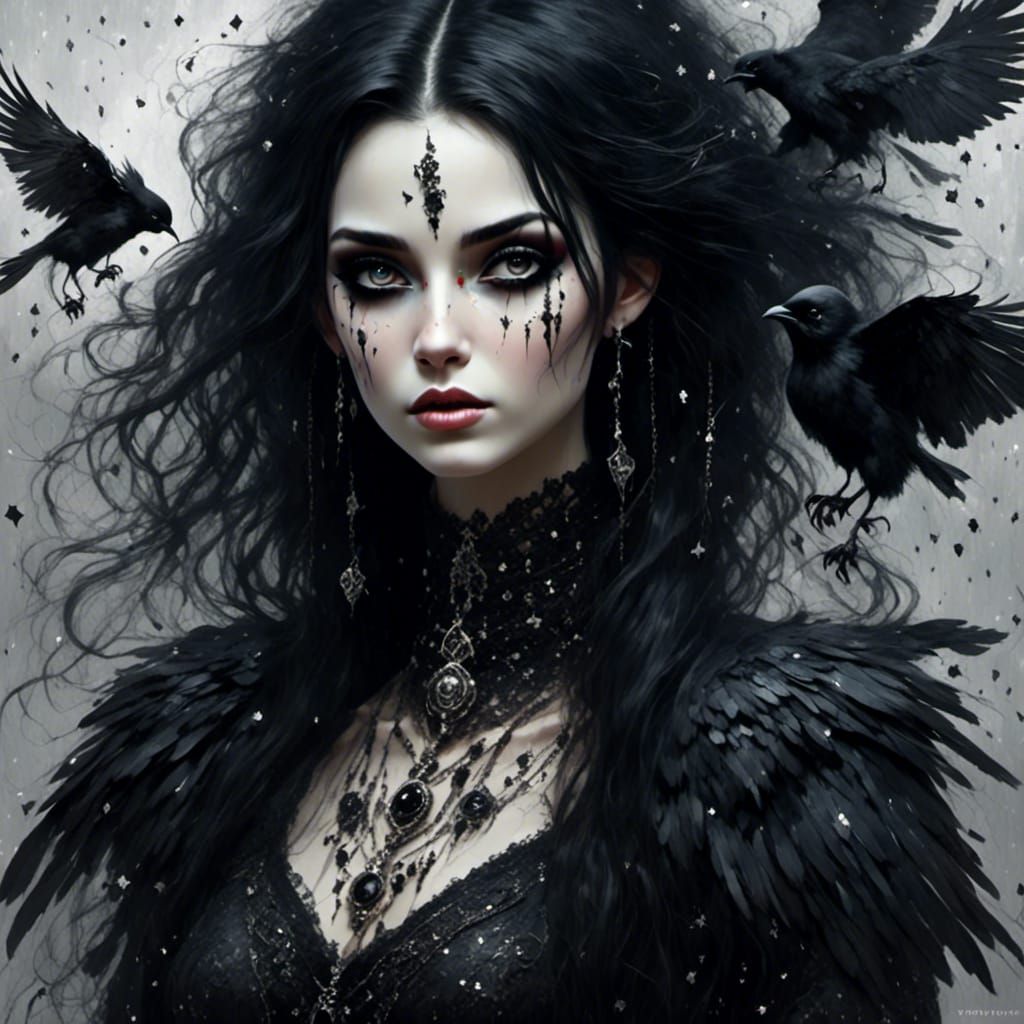 Gothic Punk Girl Portrait in Dark Romantic Style