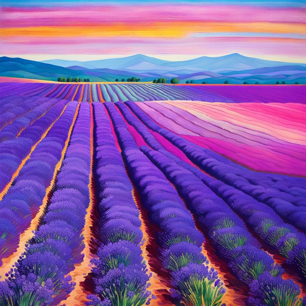 Lavender Field Dreamscape in Surrealist Style