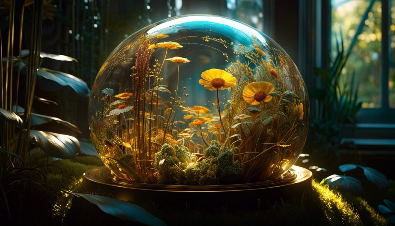 Garden of Beauty Enclosed in Glass Sphere