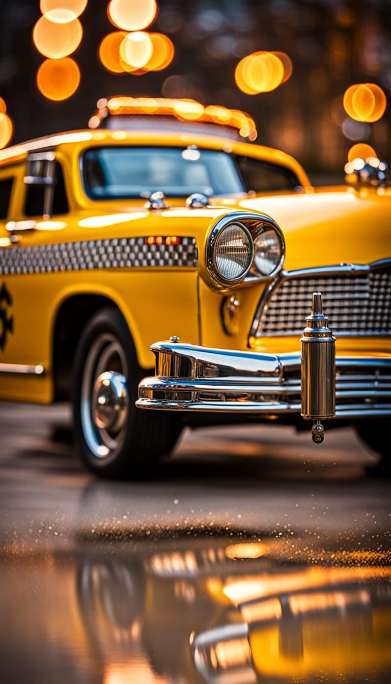 Hot Rod 1981 Checker Cab as Oil Painting