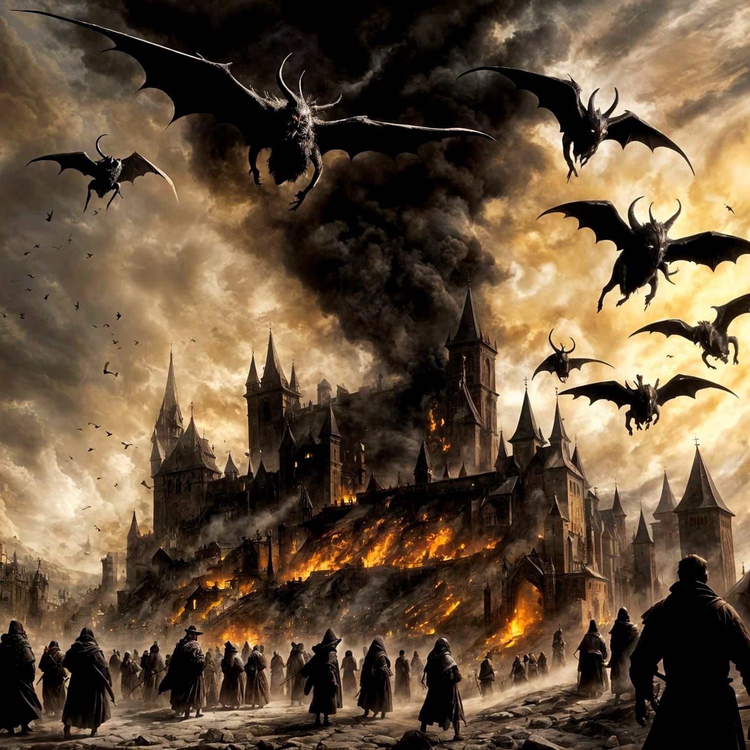 Demonic Swarm Engulfs Medieval City