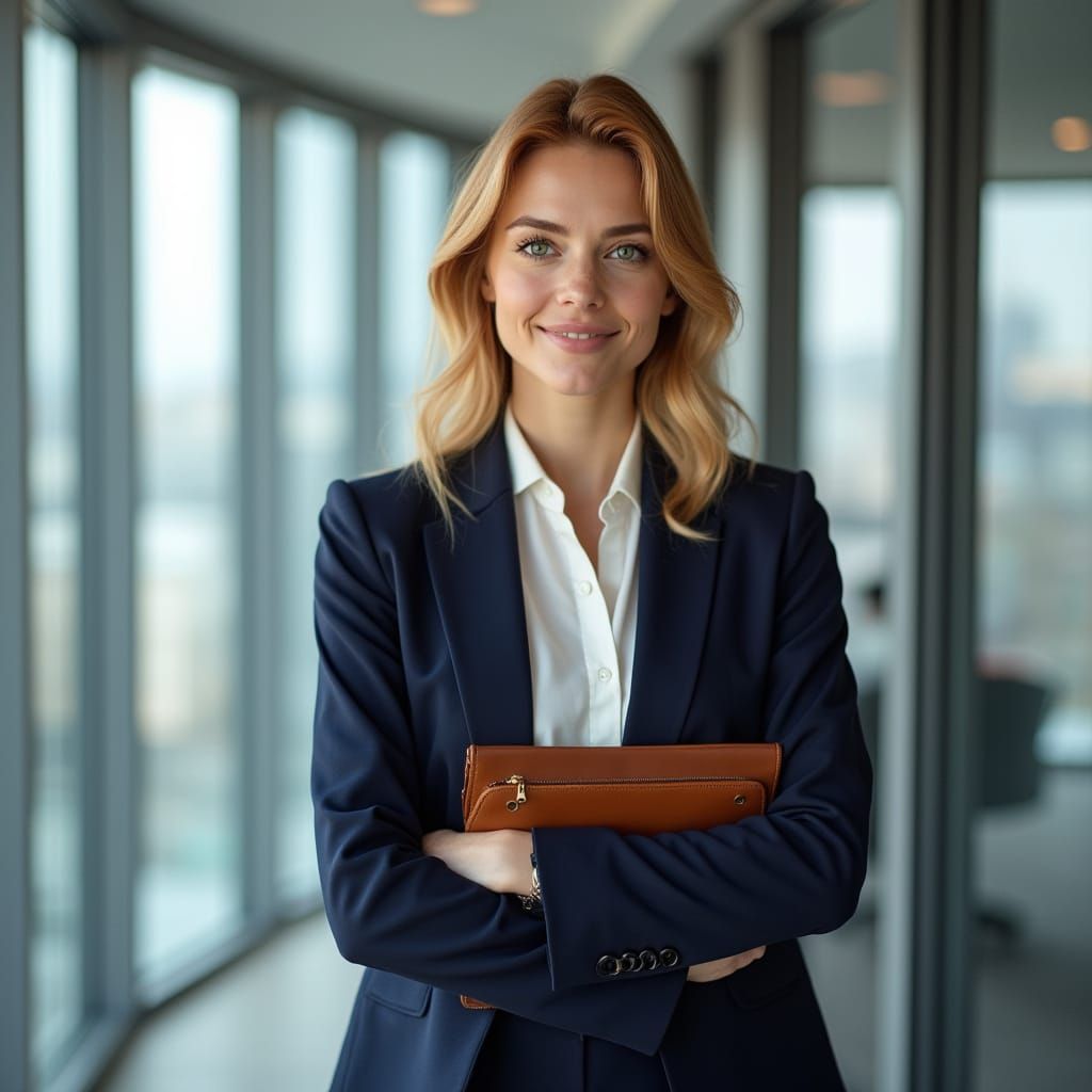 Confident Businesswoman in Photo-Realistic Style
