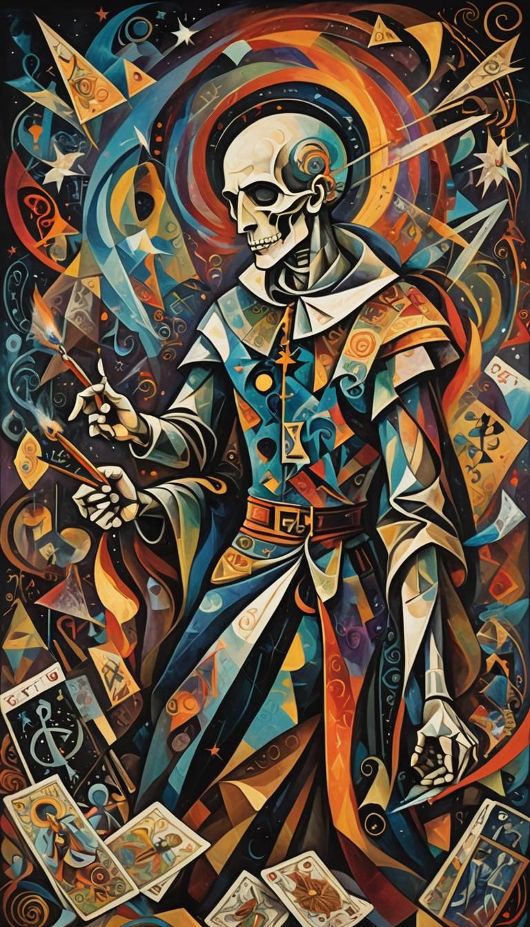 Death's Dance: A Cubist Tarot Card Design