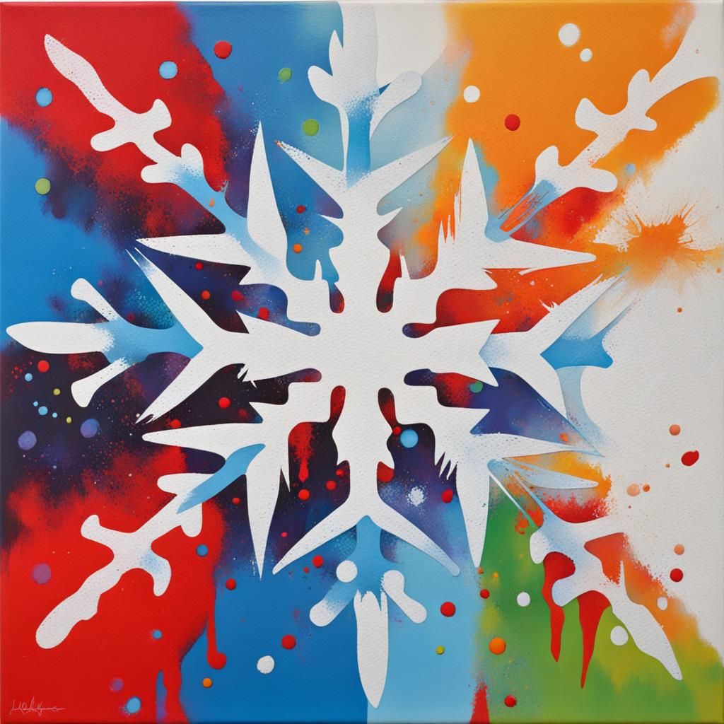 Abstract Expressionist Snowflake in Acrylic