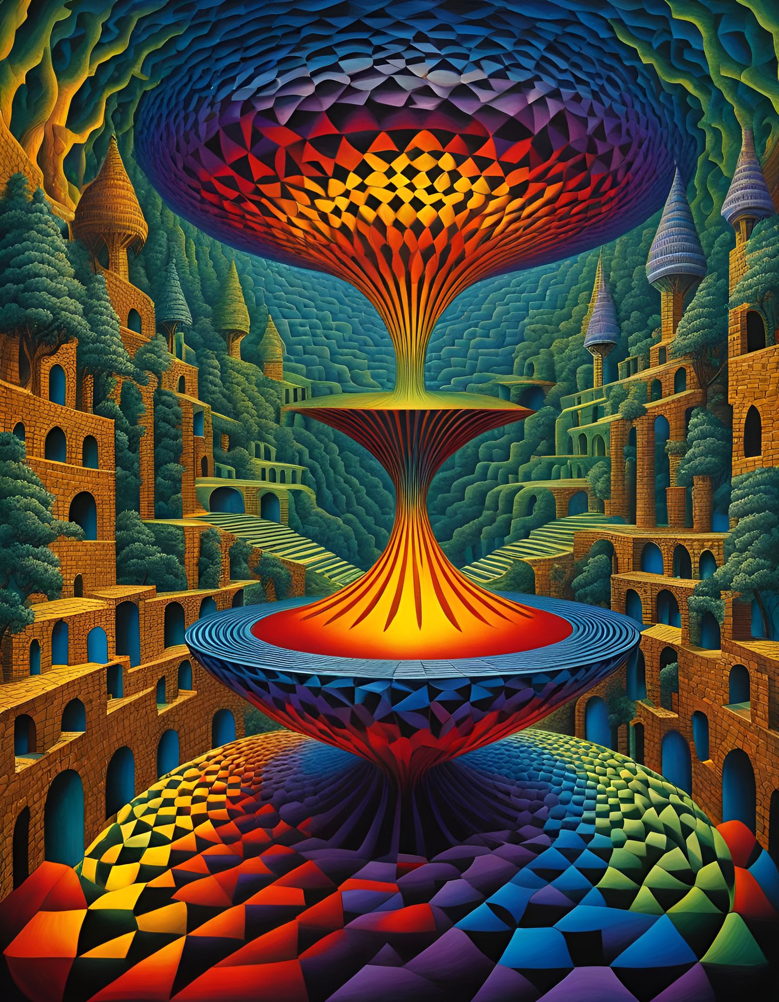 Surreal Optical Illusion with Hidden Faces