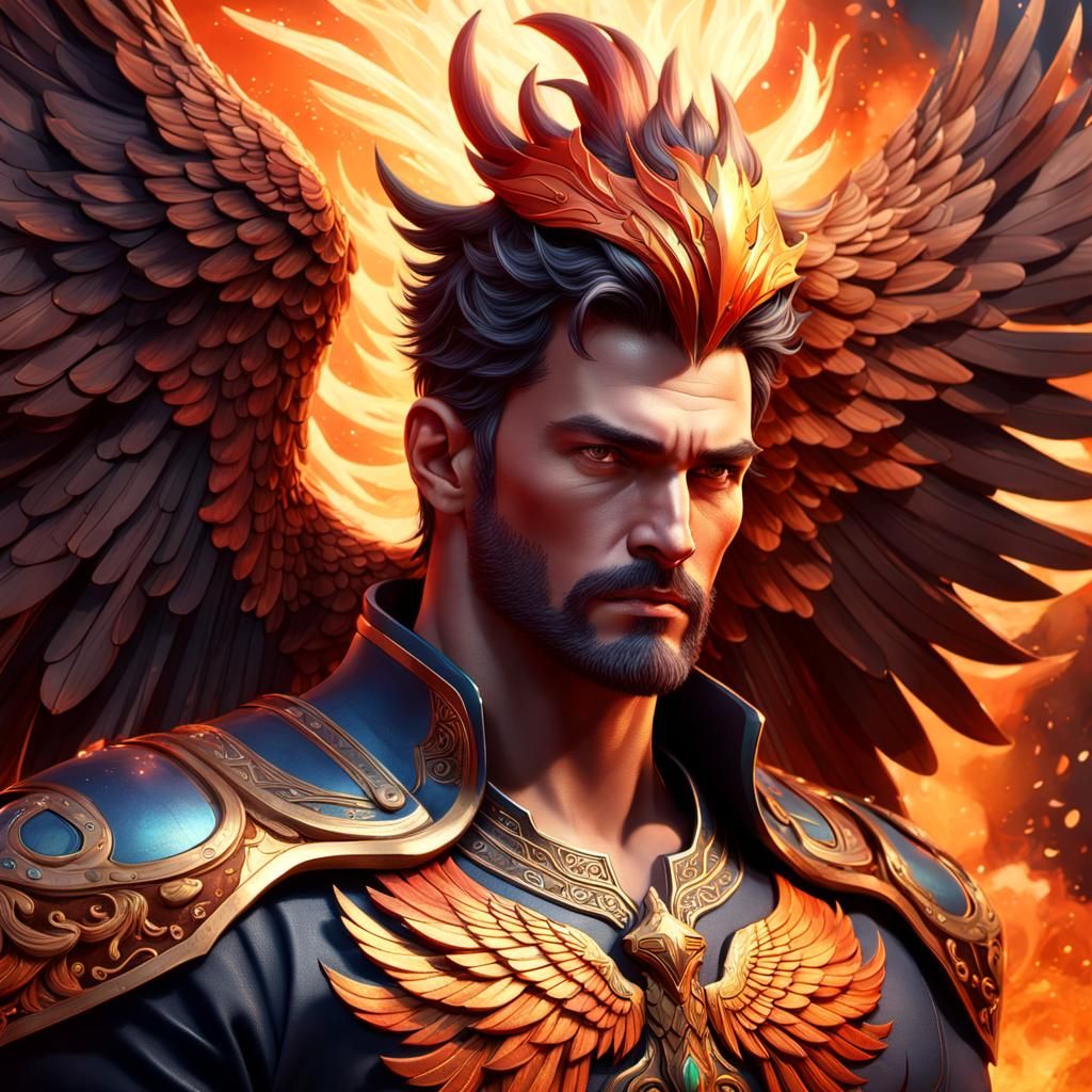 Hunky Phoenix God in Detailed Matte Painting