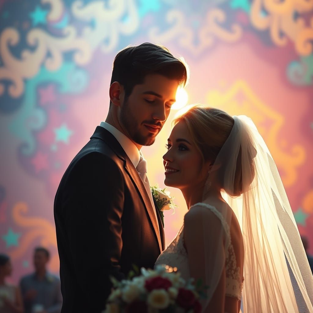 Ethereal Wedding Scene in Vibrant Concept Art Style