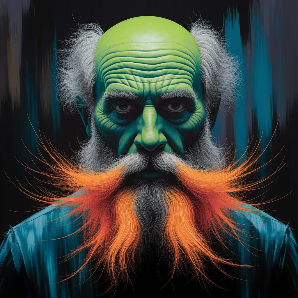 Expressionist Portrait with Neon Accents