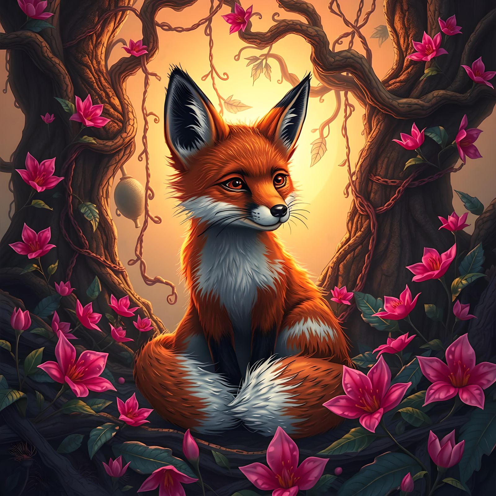 Fantastical Baby Fox Digital Painting