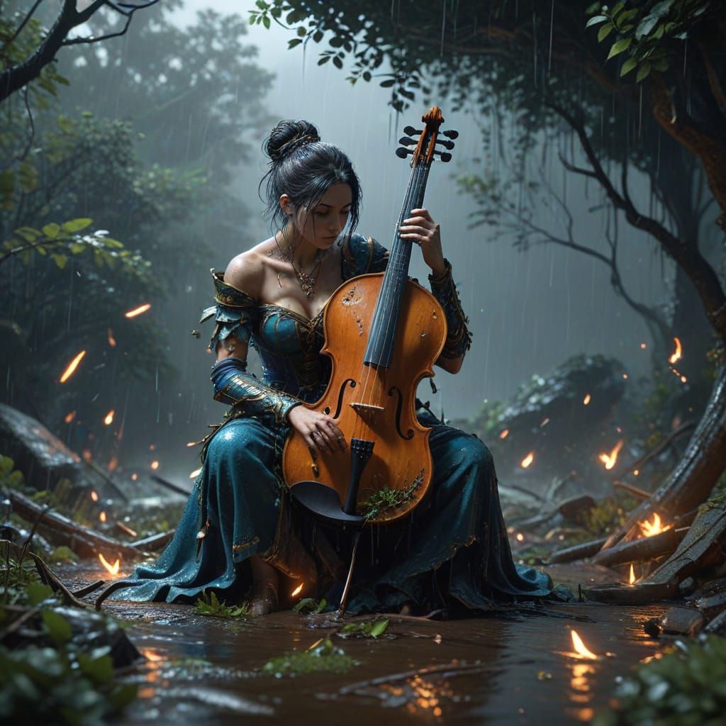 Music of Sorrow: Detailed Matte Painting in 8k