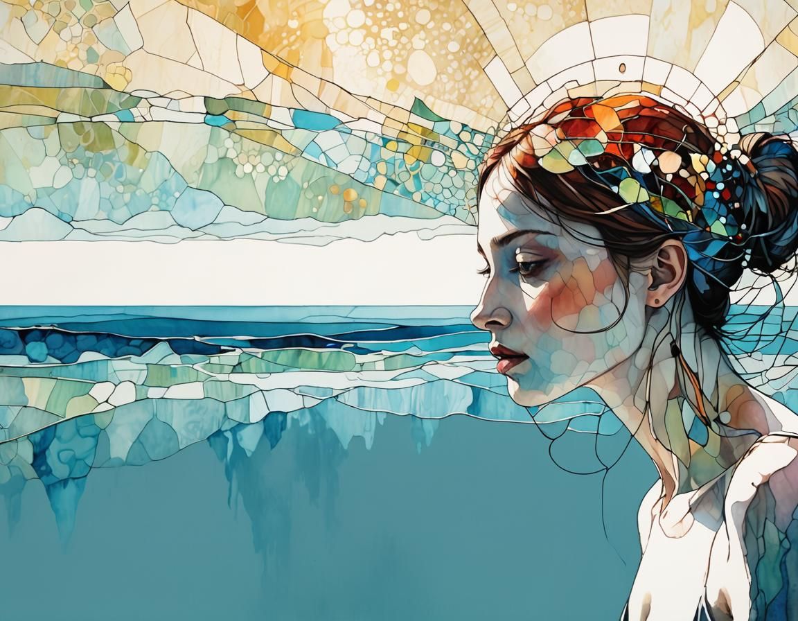 Stained Glass Art Brut Style Illustration