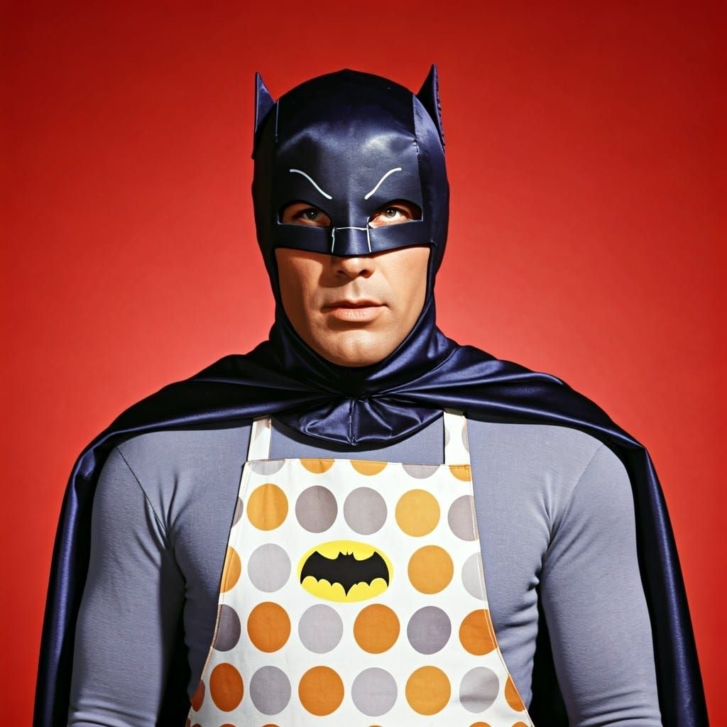Adam West Batman in Polka Dot Apron Portrait