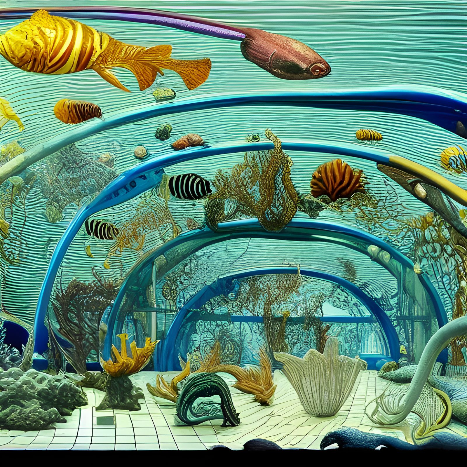 Aquatic City with Flowing Architecture