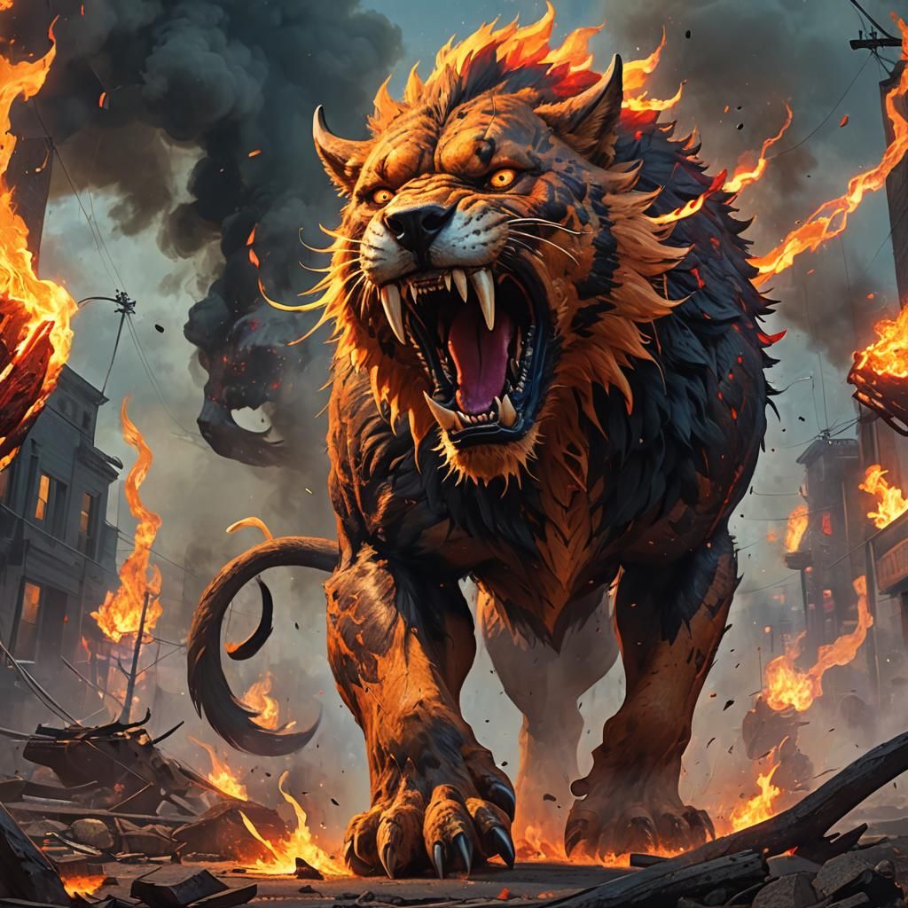 Epic Sabertooth Hellhound Hybrid Concept Art