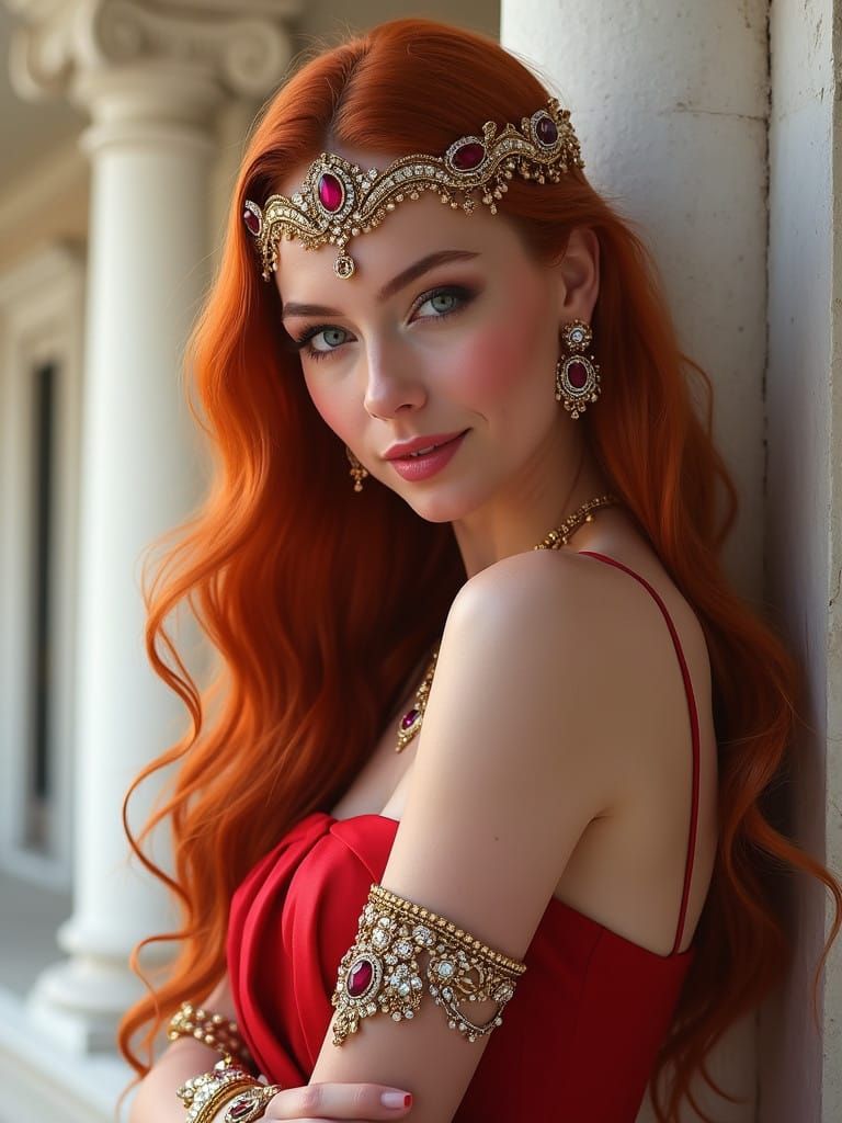 Regal Red Beauty in Greek Revival Splendor