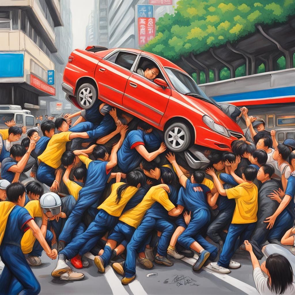 Taiwanese Passersby Rescue Biker: Graffiti Art