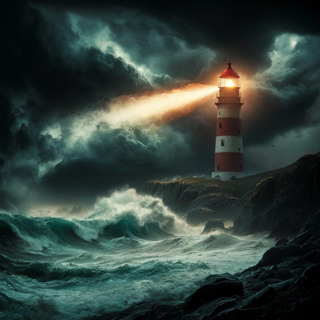 Lighthouse in Tempestuous Storm: A Symbol of Hope