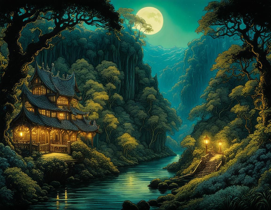 Waitomo Glowworms in a Fantastical Digital Painting