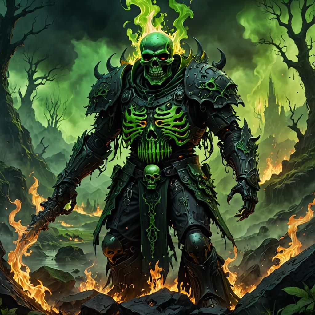 Evil God of Gluttony in a Dark Fantasy Landscape