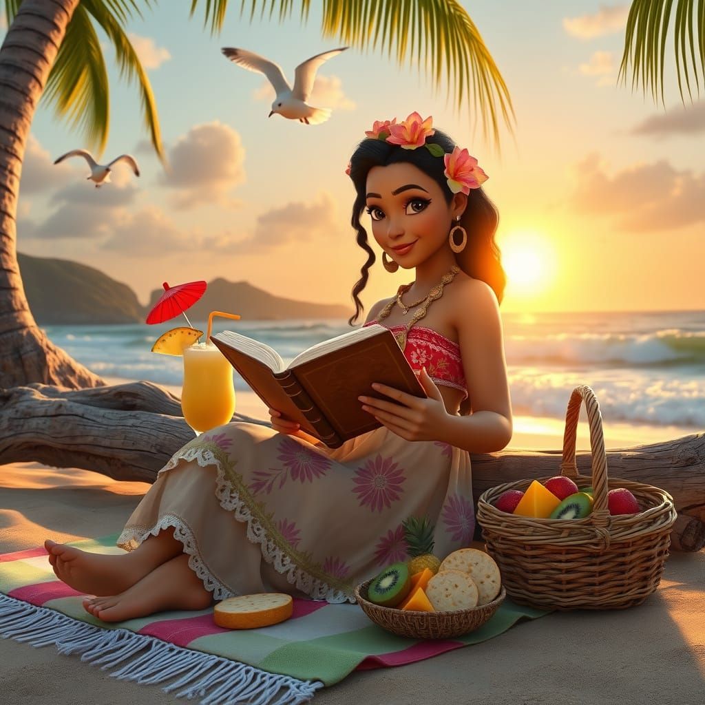 Island Goddess Reads by Sunset