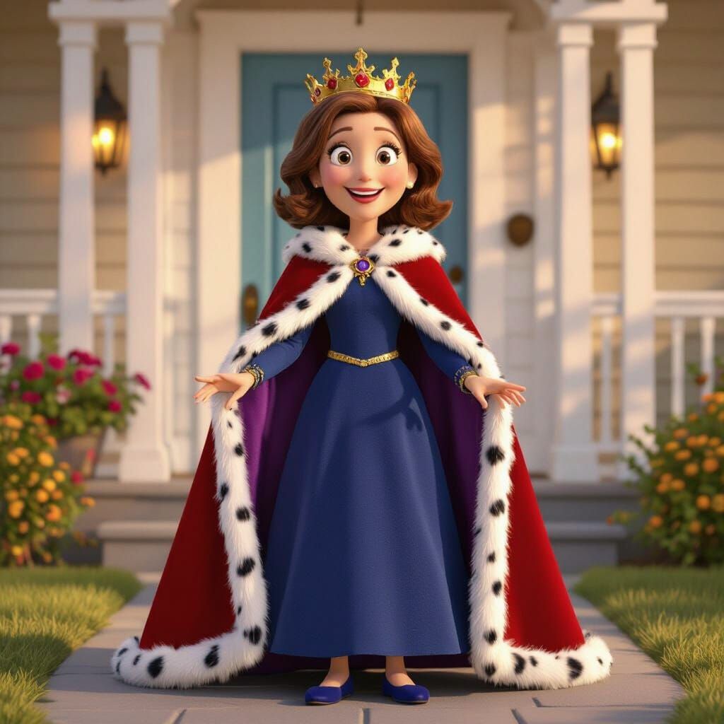 Queen Doris of Caillou's World in Royal Attire