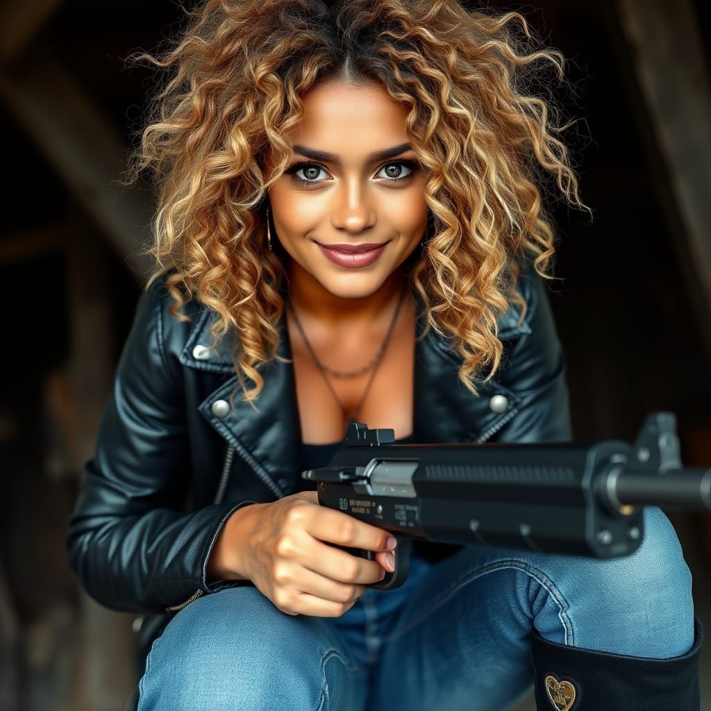 Tribal Warrior Goddess in Cyberpunk Style