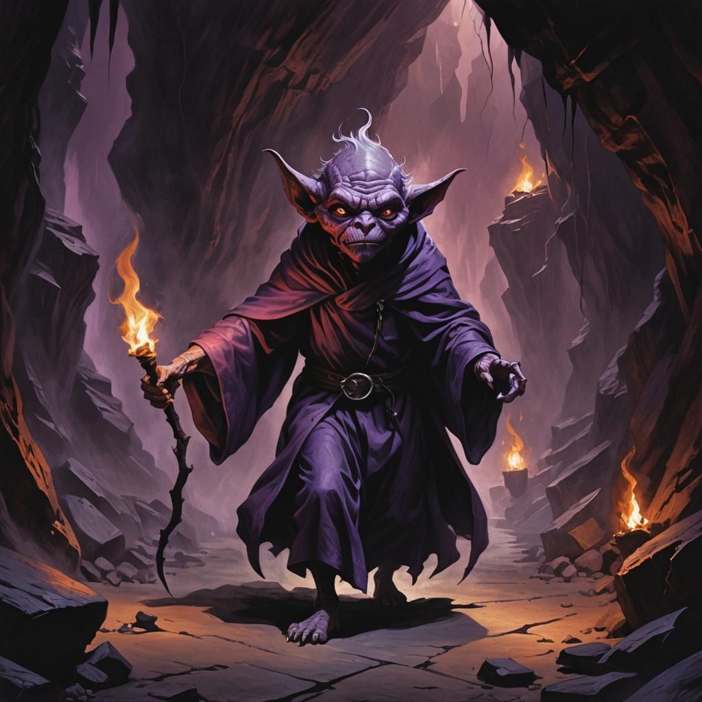 Dark Fantasy Imp in a Cavern