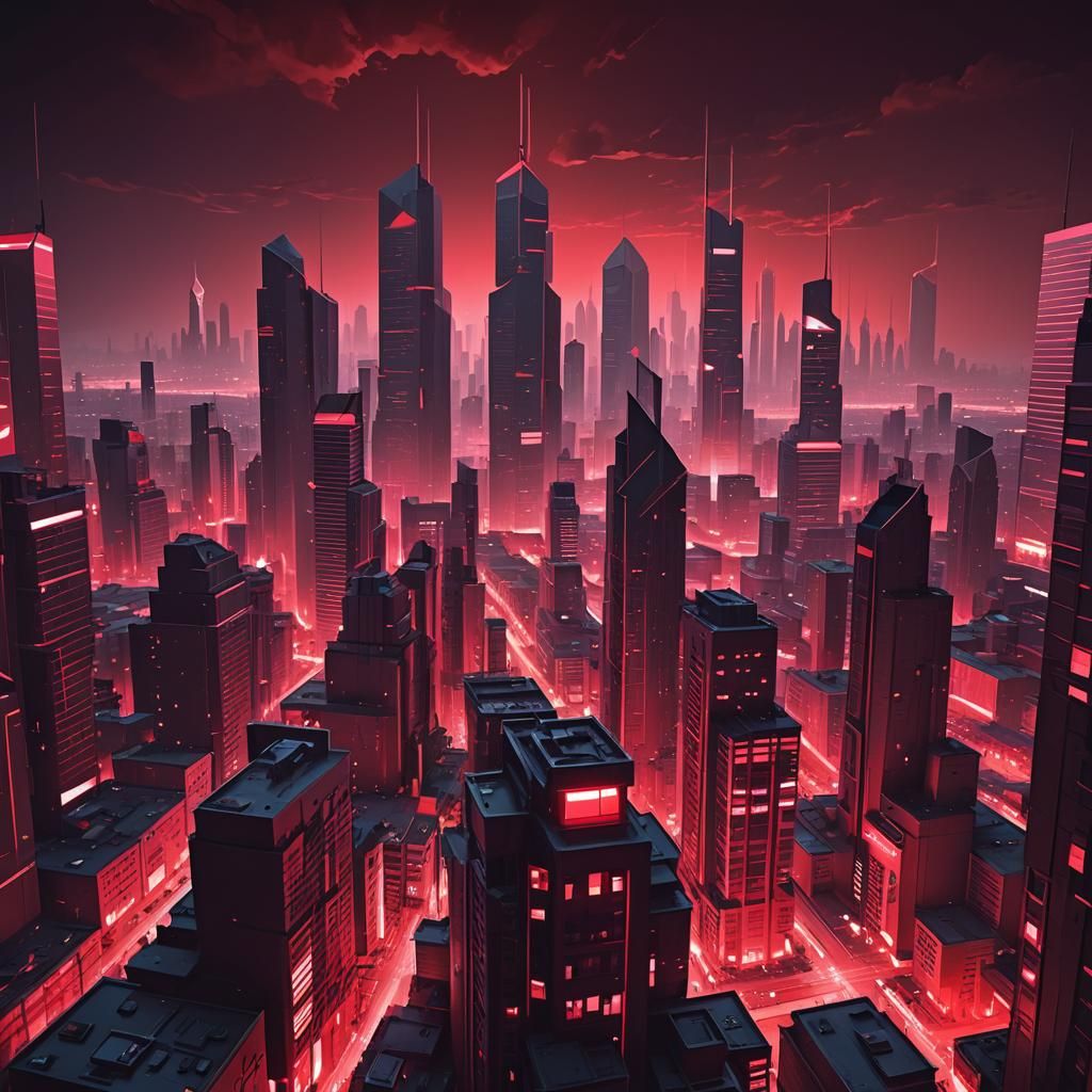 Dystopian Red World in Low-Poly Art