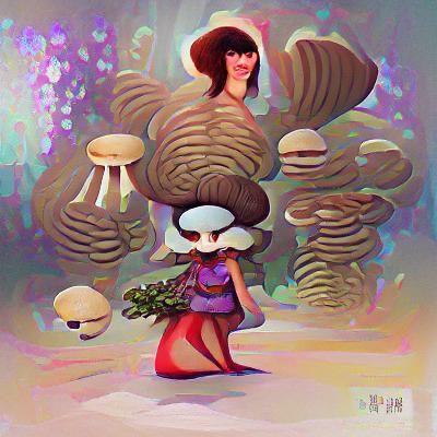 AI Generates Mushroom Lady Portrait