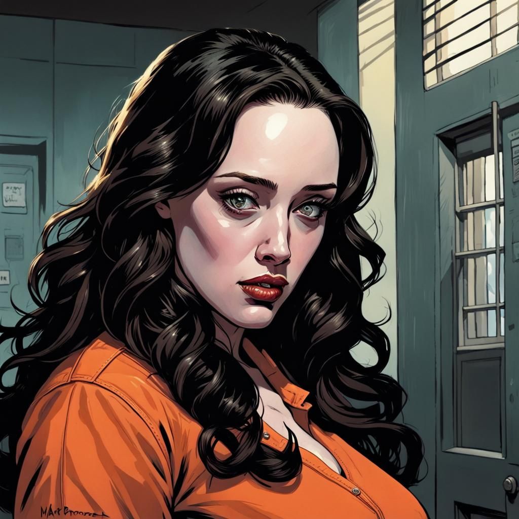 Kat Dennings as Psychotic Inmate in Comic Book Art