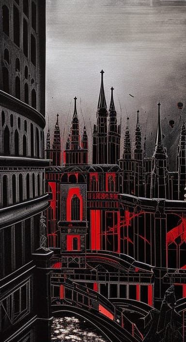 Gothic Cityscape: Dreamy Aetherpunk Cathedral Art