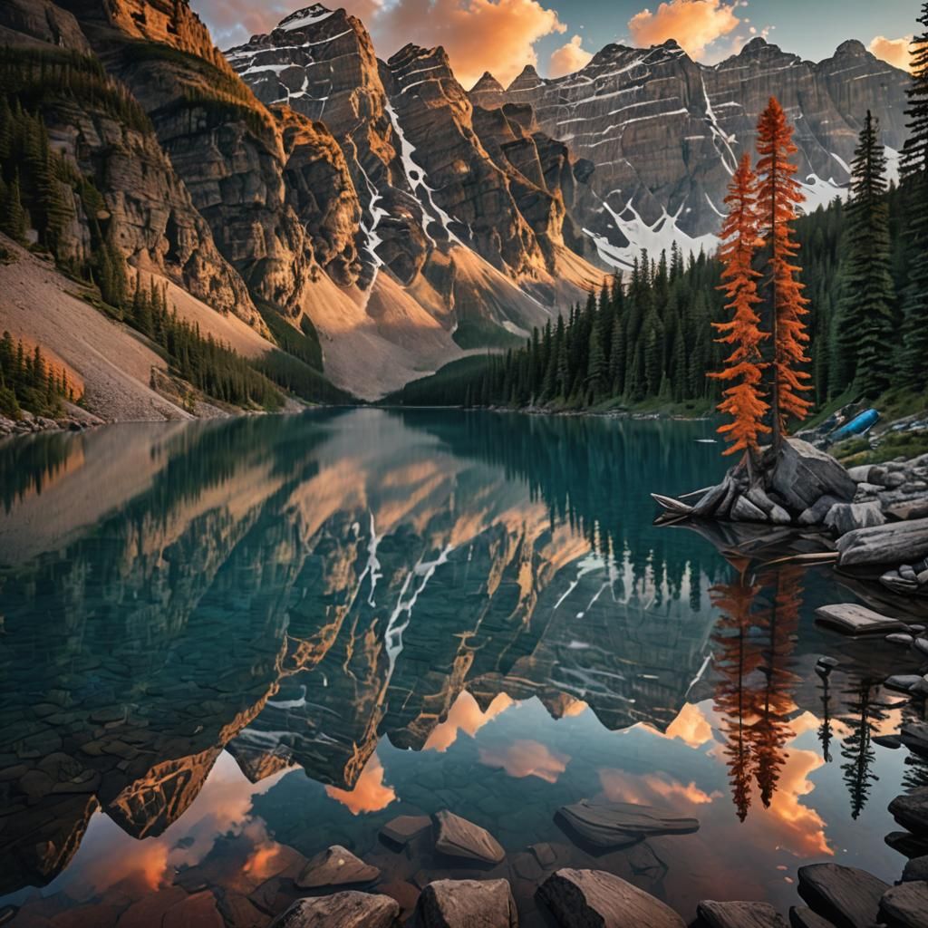 Moraine Lake Sunset: Fantastical Matte Painting