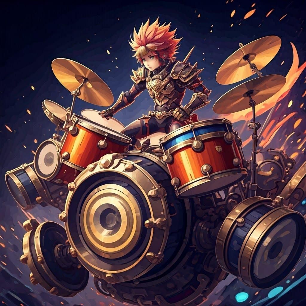 Anime Character on Mecha Drum Machine